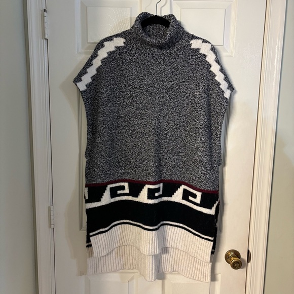 LOFT Aztec Southwestern Sleeveless Turtleneck Women’s Sweater, Size L - Picture 2 of 11